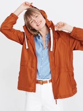 Madewell Rust-Orange Hooded Utility Jacket